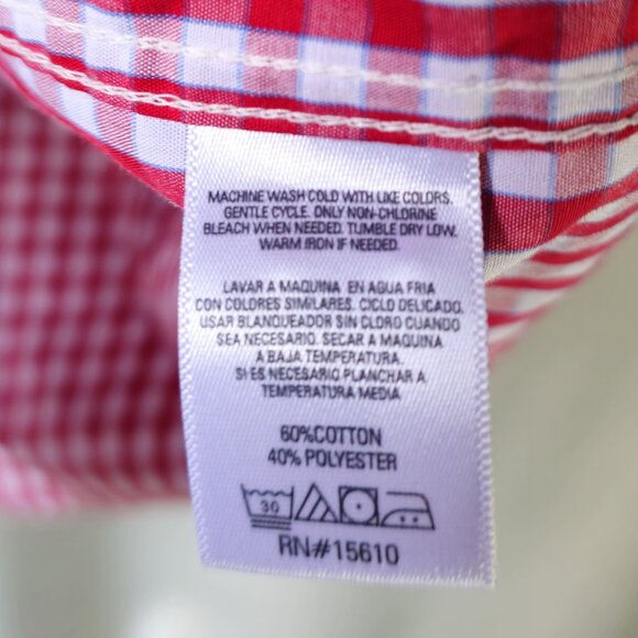 Dockers Men's Long Sleeve Button Down Red White Blue Check Shirt 2XLT NWOT TALL - Picture 6 of 10